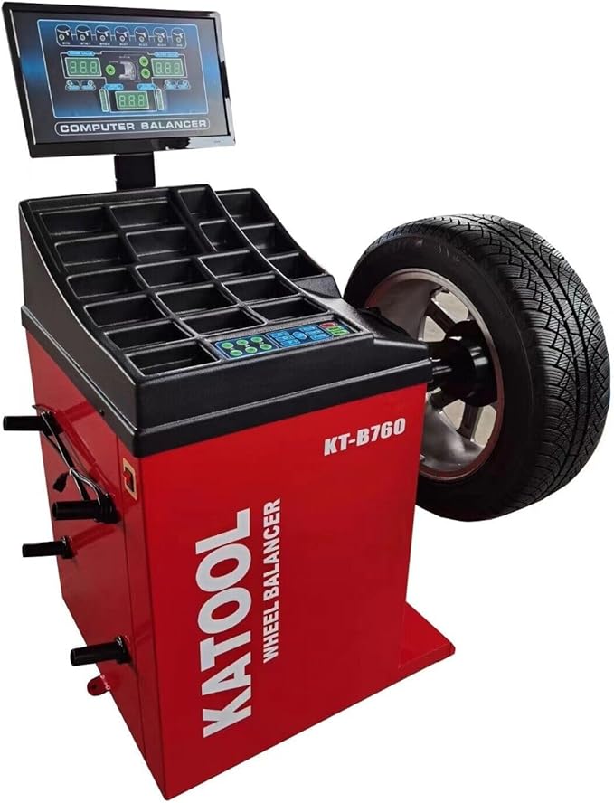 KATOOL KT-T830 Tire Changer 2.0HP Bead Blaster and KT-B760 Wheel Balancer Combo Machine with Automatic Measurement Ruler Fit for Tire Repair