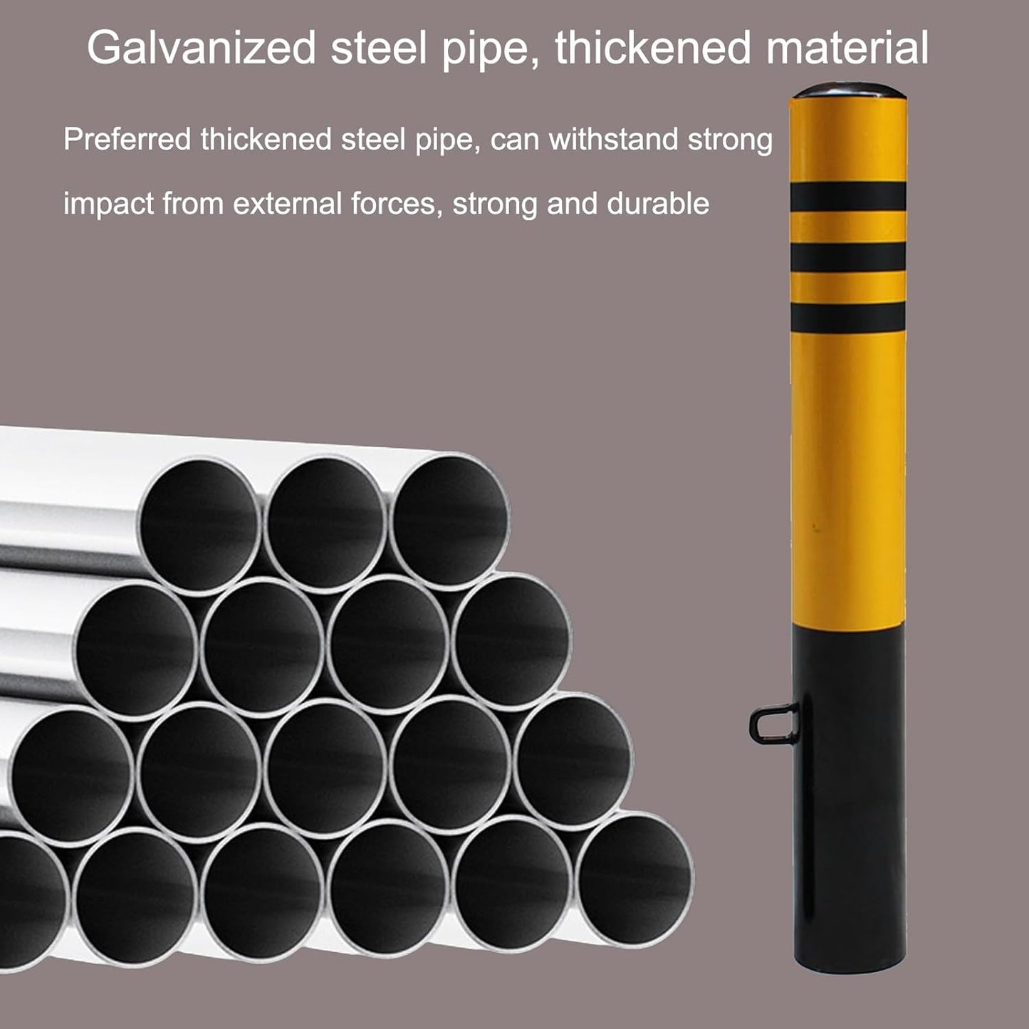 Safety Bollard Post, Steel Security Post Barrier Traffic Pole, Removable Bollard with Embedment Sleeve, Safety Barrier Bollard for Driveways, for Parking Barrier, Road Safety(750mm/30in)