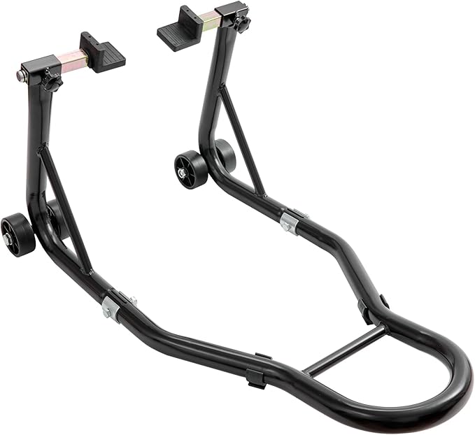 VEVOR Motorcycle Rear Wheel Stand, 850lbs/390kg Load Capacity Lift with U + L Fork Swingarm Spool, Heavy Duty Rear Wheel Stand Motorcycle Lift Jack Stand, for Suzuki Yamaha Honda Kawasaki, Black