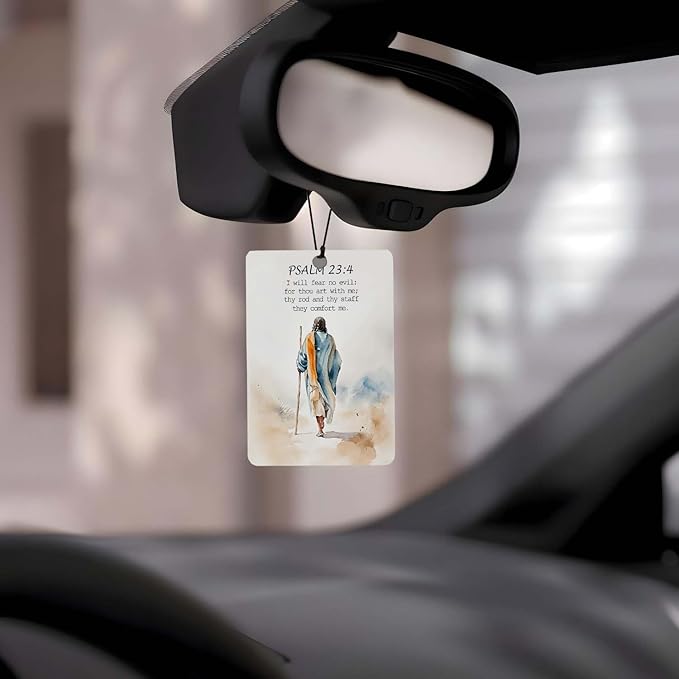 Christian Bible Verse Car Air Freshener 4 Pcs, Religious Scripture & Watercolor Art Hanging Scents for Cars Closet Drawer Books, Inspirational Car Accessories Mirror Decor for women.