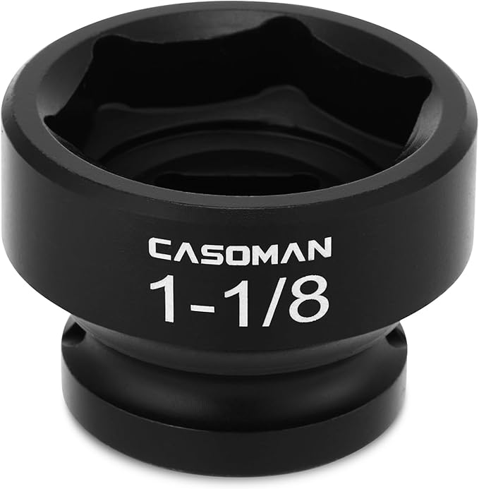 CASOMAN 1/2" Drive 1-1/8" Stubby Impact Socket Set, 6-Point, 1.1" Length, CR-MO, SAE