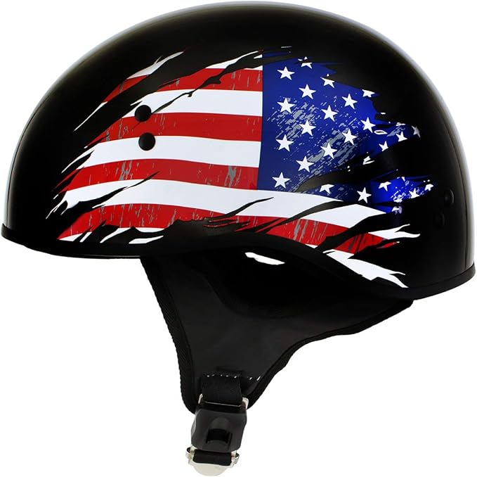 Hot Leathers Advanced Motorcycle DOT Skull Cap Classic Half Helmets Biker HLT