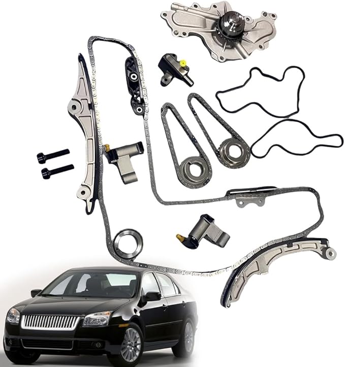 AT4Z-6306-A 7T4Z-6268-CA Engine Timing Chain Kit With Water Pump Compatible with Ford Edge Flex Taurus Explorer for Mazda for Lincoln MKS MKX MKZ 3.5L 3.7L DOHC 2007 2008 2009 2010 After-Market Parts