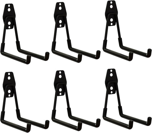 WIN&YING 6 Pack Steel Garage Storage Hooks, Heavy Duty Wall Mounted Storage Hanger, Anti-Slip Tool Organizer for Hanging Ladders, Hose, Bulk Items, Power and Garden