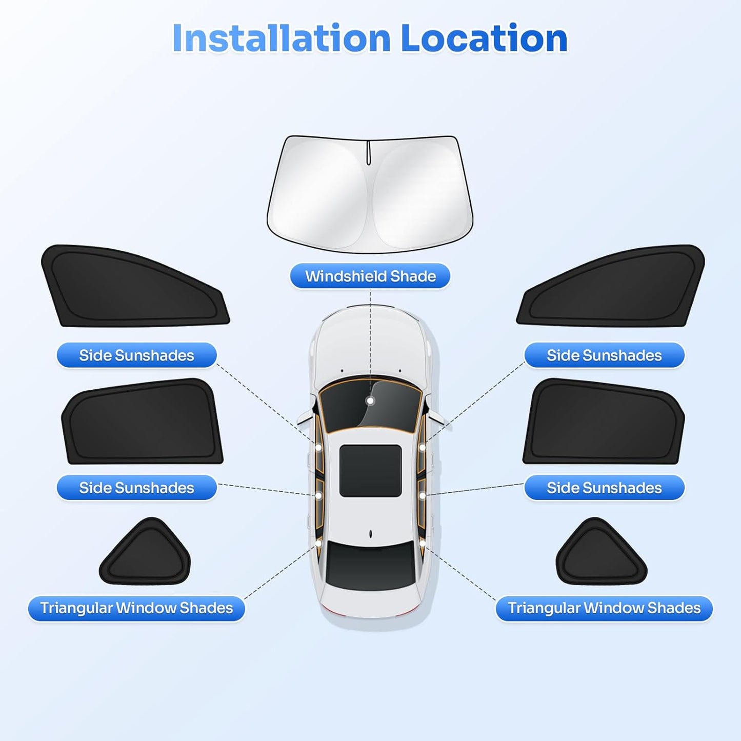 Sunshades for 2025 2026 Kia K4 Accessories Windshield Sun Shade Side Rear Window Shade Cover Sun Visor Shield Privacy Protection for Camping Keep Vehicle Cool Black 7PCS