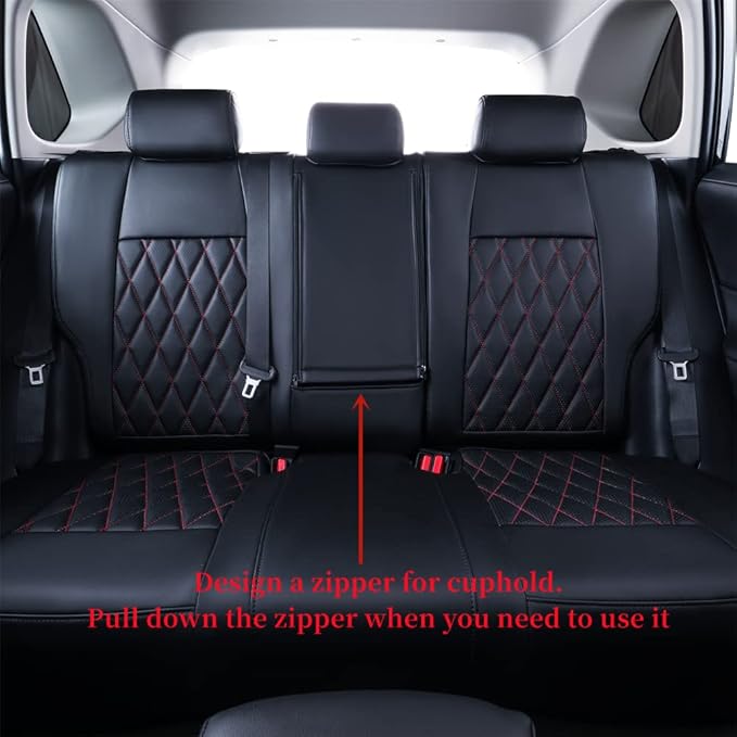 coverdream RAV4 Waterproof Leather Seat Covers Custom Fit for 2019-2024 2025 Toyota RAV4 LE,XLE,XLE Premium,Limited,Full Coverage,Airbag Compatible,Car Seat Protector(Full Set,Red/Black)