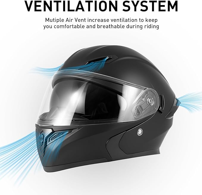 Spark Adult Flip-Up Motorcycle Helmets - DOT Certified Full Face Helmet with Dual Visor & Quick-Release Buckle, Lightweight ABS for Commuting and Touring