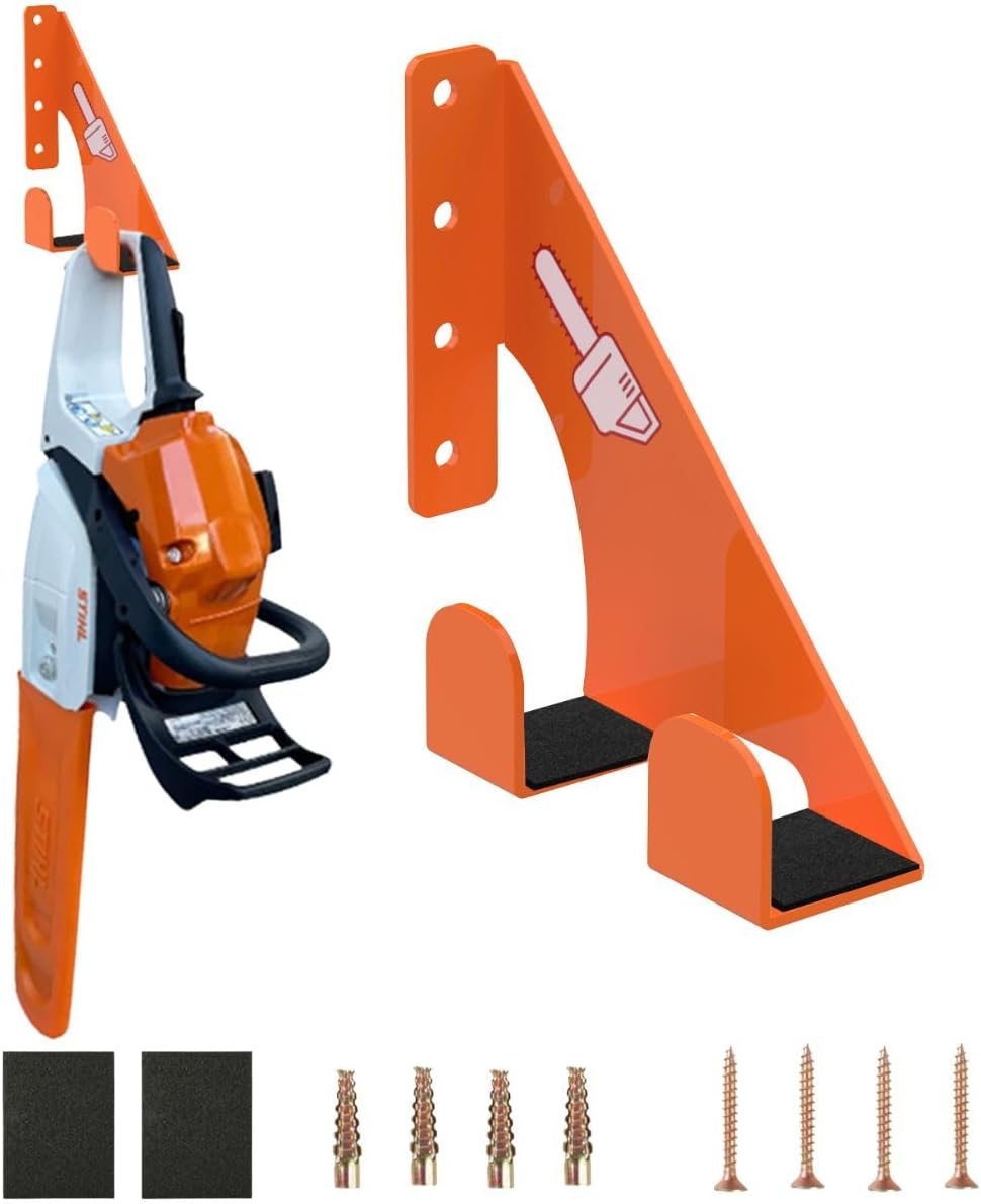 Chainsaw Holder - 180LB Heavy-Duty Alloy Steel Wall Mount Set, Chainsaw Accessories, Universal Fit for Stihl, Husqvarna, Echo Saws, Rust-Proof & Space-Saving Design (Garage, Workshop)