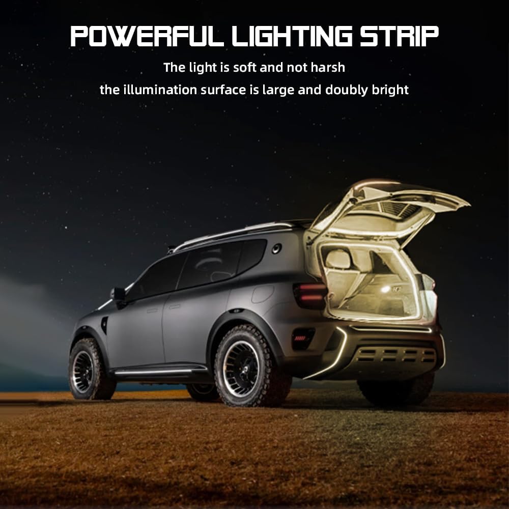 Car LED Strip Light For Trunk, 79Inch IP67 Silicone Waterproof Neon Light Strip Embedded, Flexible Cutting Universal Auto Interior Lights(Warm White)