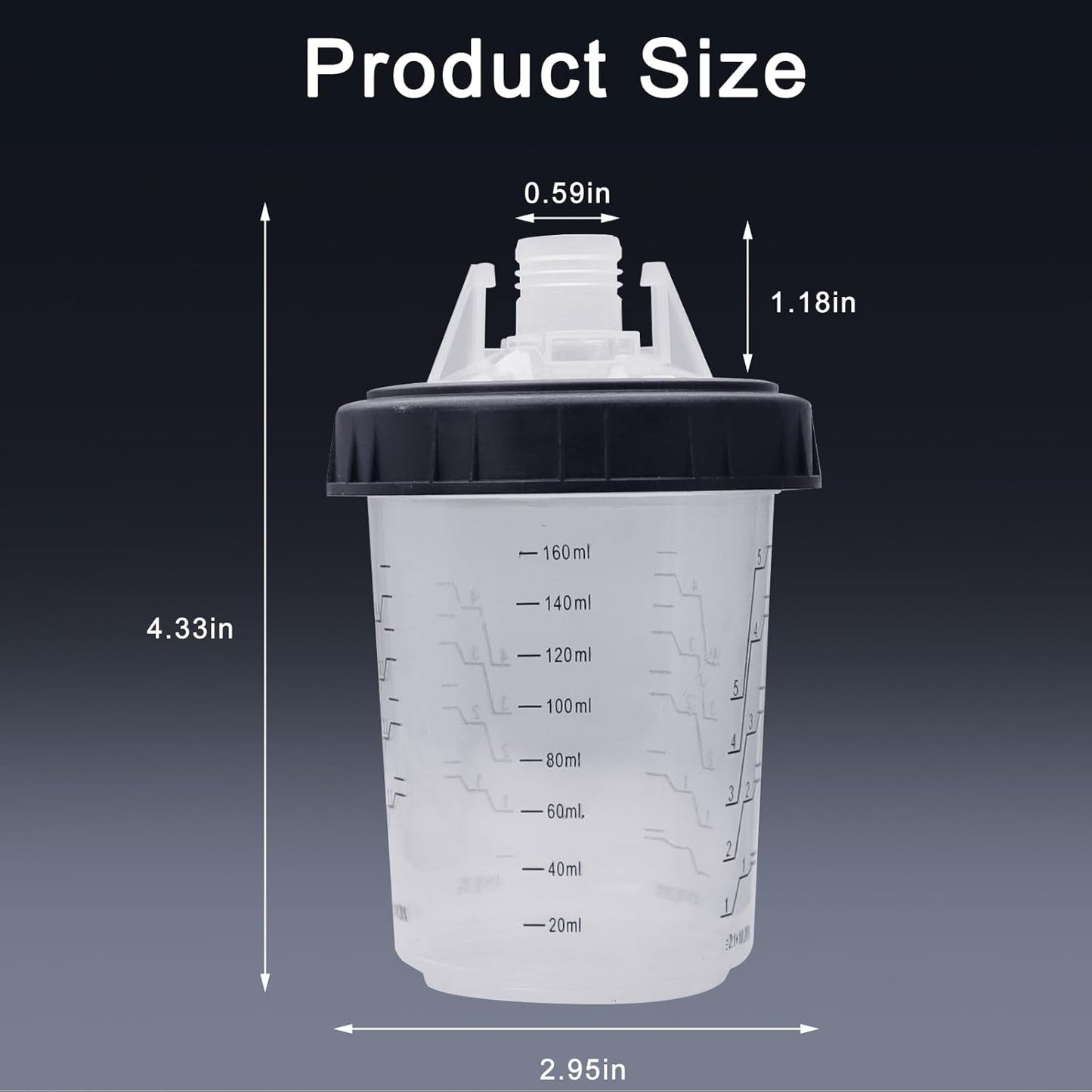 Disposable Paint Sprayer Mixing Cup for Automotive Paint Gun, HVLP Paint Spray Paint Gun 6 Ounce (160ml) Kit with 50 Cups and Lids System, 1 Hard Cup with Retainer Ring and 10 Plugs