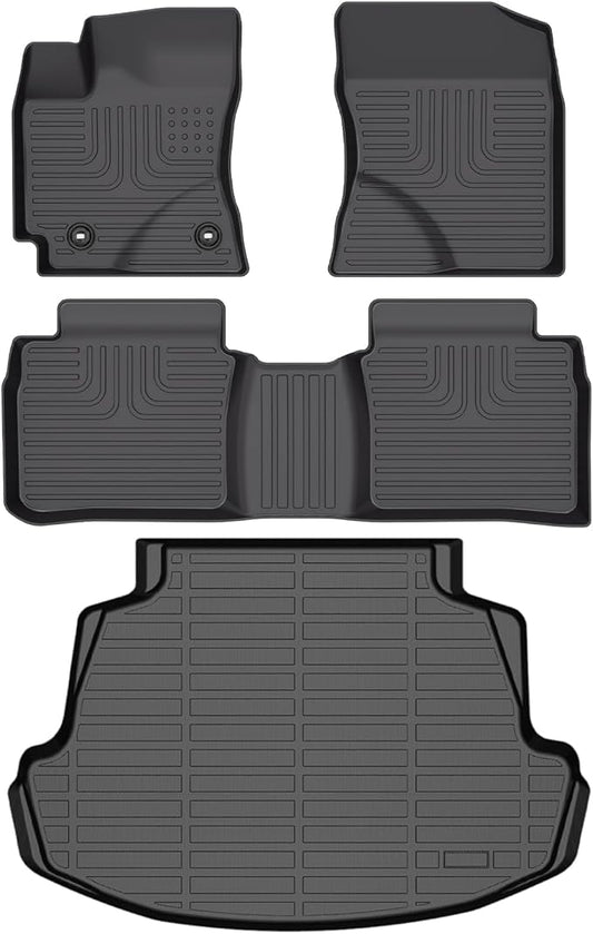 AIPOIL® Floor Mats & Cargo Liner Set for 2014-2019 Toyota Corolla (Only Sedan) All Weather Protection TPE Anti-Slip Automotive Full Set Custom Car Mats Accessories - Black