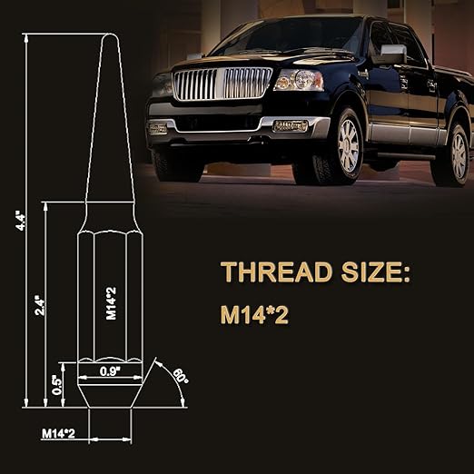 M14 x 2mm Wheel Locks Set, Fit for F-150 Heritage, F-350, Excursion, Mark LT, Wheel Locks and Lug Nuts, 4 Locking Lug Nuts 2 Pcs Key with 32Pcs Spike +1 Key, Chrome