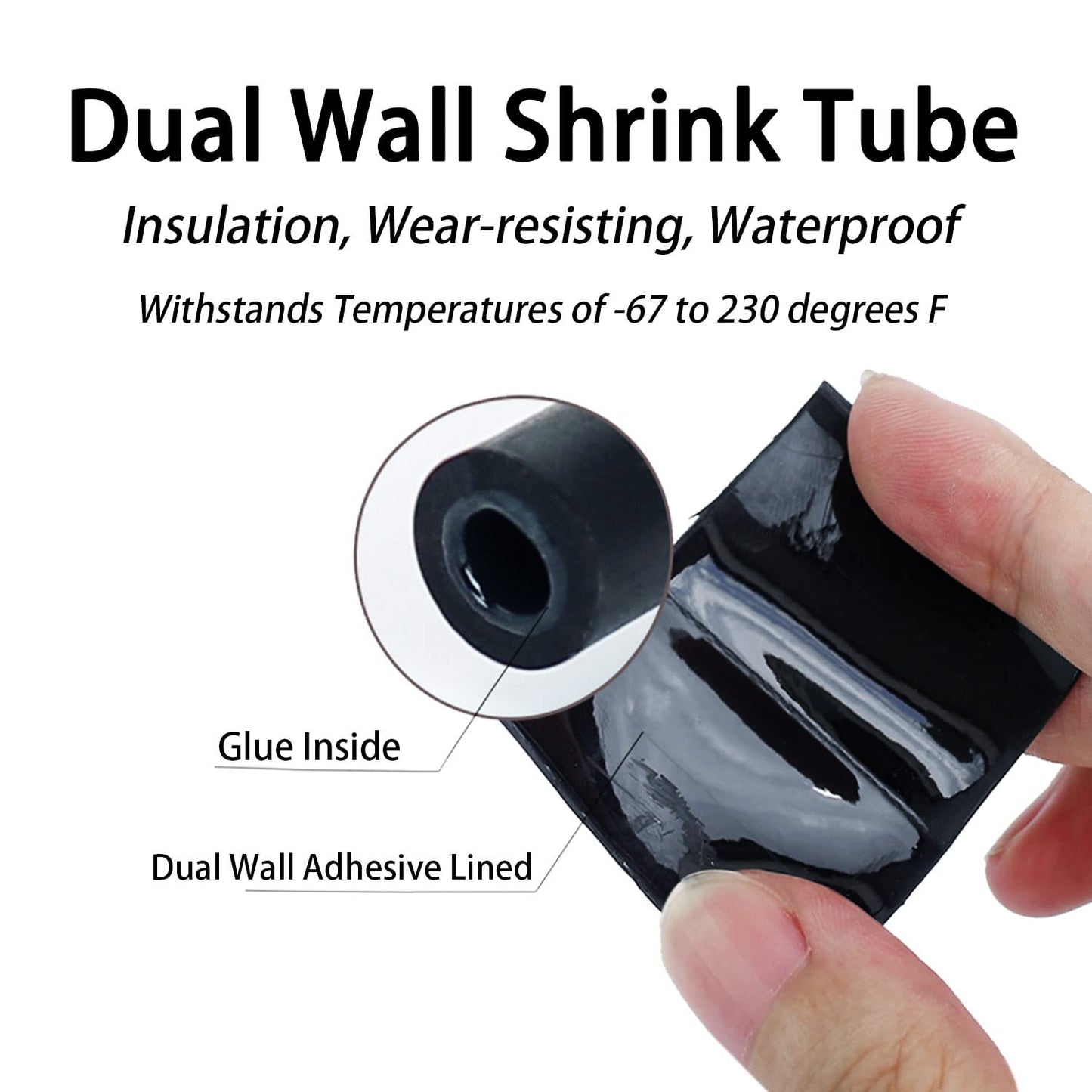 3:1 Ratio Heat Shrink Tubing Roll Adhesive Lined Industrial Marine Grade Dual Wall Heat Shrink Tube Waterproof and Sealed Black (5/8 inches(15.4 mm), 30 Feet)
