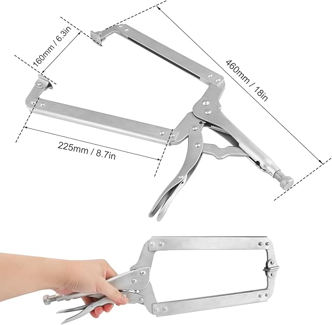 2 Pack 18 Inch C Clamp Locking Pliers,Locking C Clamp, Adjustable Nickel Plated C Pliers For Wood Working, Welding, Electrician Maintenance and more, by GENHAKON