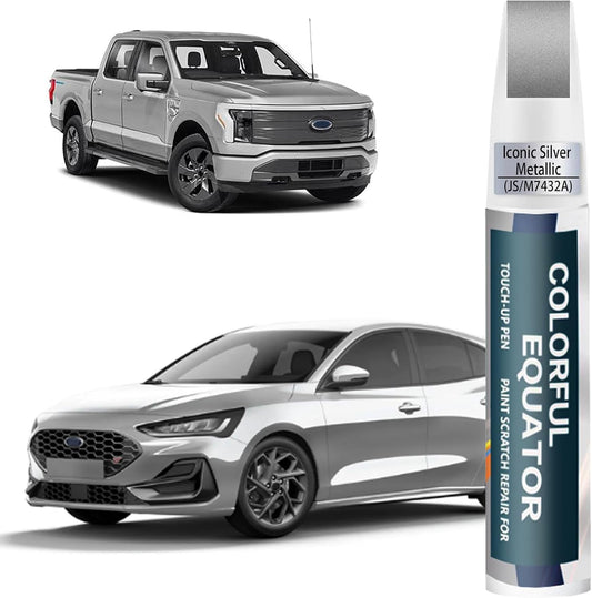 JS/M7432A Iconic Silver Metallic Touch Up Paint for Ford, Car Paint Pen Scratch Repair Two-In-One Touch Up Paint, Premium Car Scratch Remover for Deep Scratches