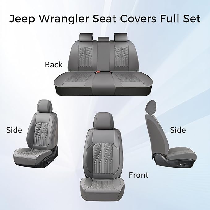 Huidasource Leather Seat Covers Full Set, Waterproof Truck Seat Cover for Sedan SUV Pickup Truck, Universal Fit for BMW for Buick for Subaru for Lexus for Volvo(Full Set/Gray)