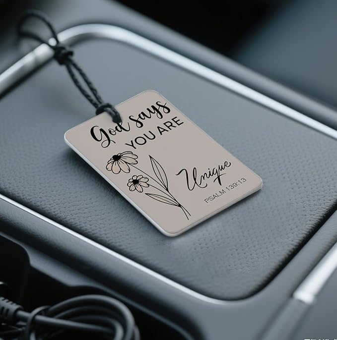 Christian Inspirational Car Air Fresheners - 'God Says You Are' Bible Verse Designs, 4- Pack Ideal Decor & Gift for Faith - Based Encouragement, for Car, Closet & Home