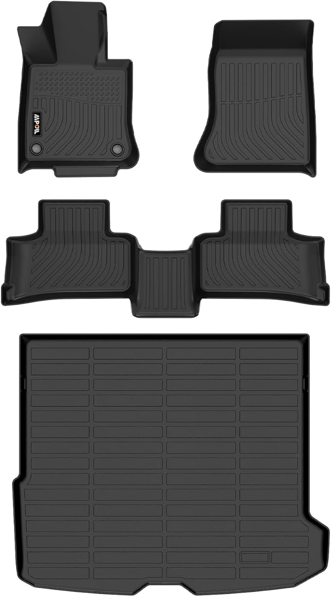 AIPOIL® Floor Mats & Cargo Liner Set for 2023-2025 2026 Mercedes Benz GLC All Weather Protection TPE Anti-Slip Automotive Full Set Custom Car Mats Accessories - Black