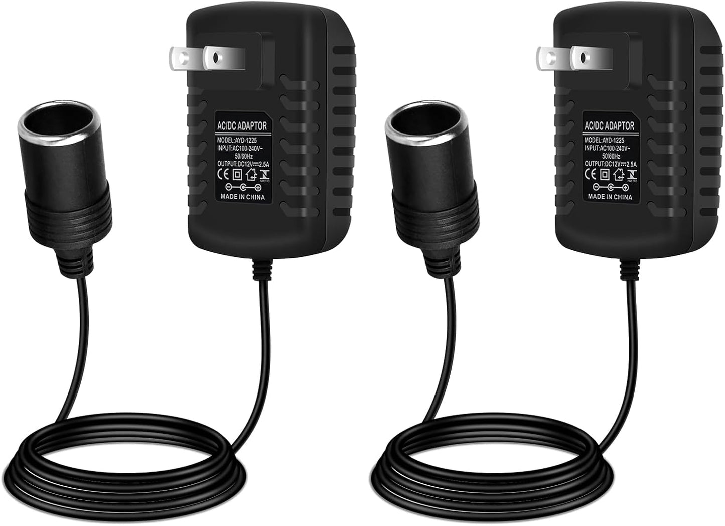 inShareplus 12V 2.5A 30W AC to DC Converter, 12 Volt Car Cigarette Lighter Adapter to Wall Outlet, 110V to 12V Power Supply for Car Devices (MP3, Fan, Dash Cam), 2 Pack