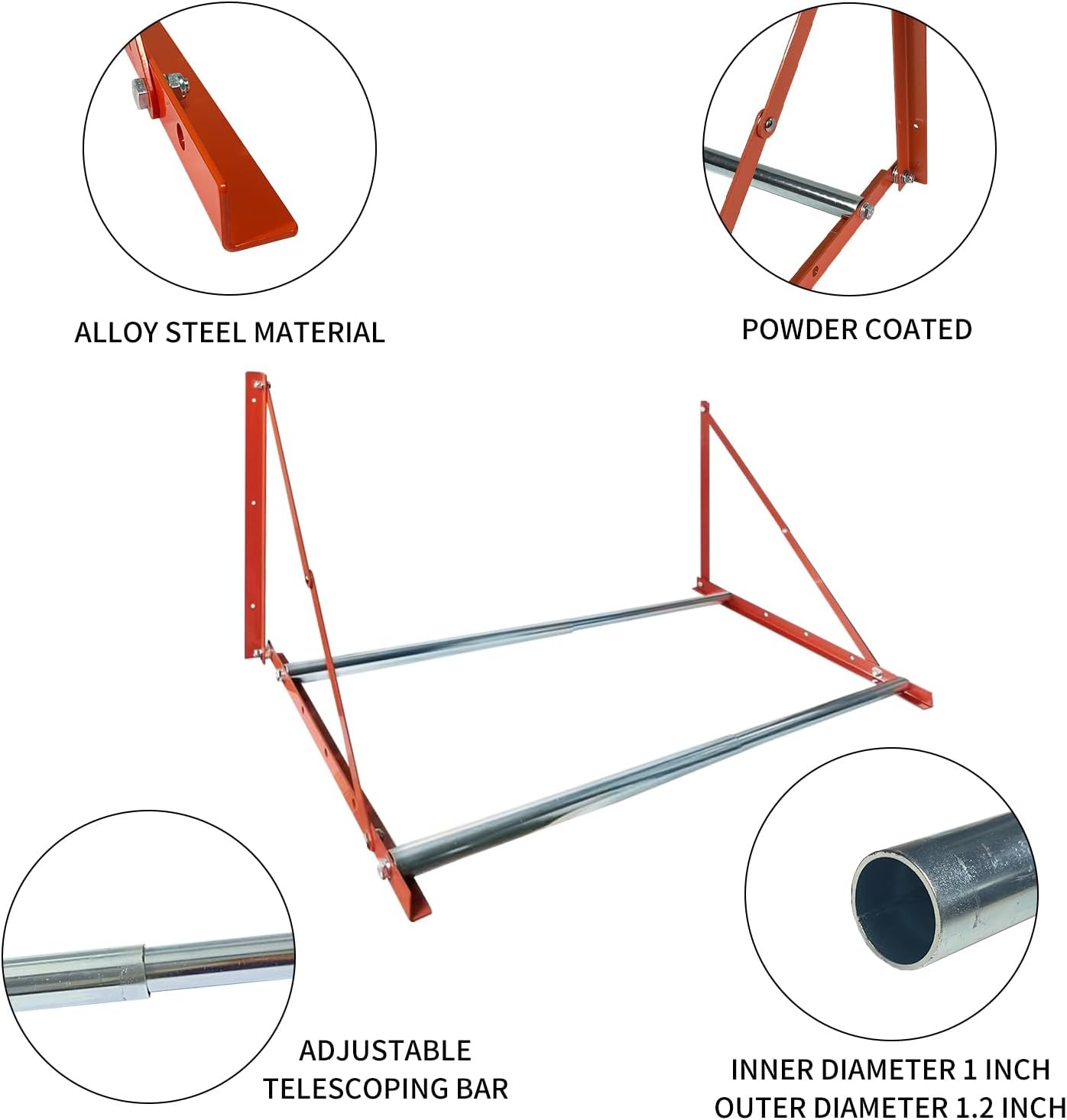 Foozet Heavy Duty Adjustable Wall Mounted Tire Rack for Garage with Telescopic Rods, Hanging Garage Tire Rack for Spare Car Wheel 420 lb.,Folding and Adjustable 30"-48" Tire Storage Rack