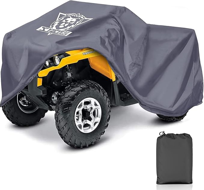 XYZCTEM Premium ATV Cover, Oxford Fabric Protection Against Water, UV, Wind. Quad Cover for Can-am,Suzuki,Kawasaki, Honda, Yamaha, Polaris and More, 4 Wheeler Accessories(Grey,103 inch)