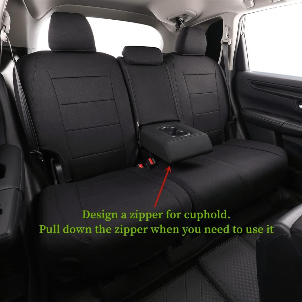 coverdream Full Set CRV Seat Covers Custom Fit for 2023 2024 2025 2026 Honda CR-V LX,EX,EXL,Hybrid,Sport Series,Trailsport,Fully Covered,Airbag Compatible UV Resistant Polyester Seat Protector(Black)