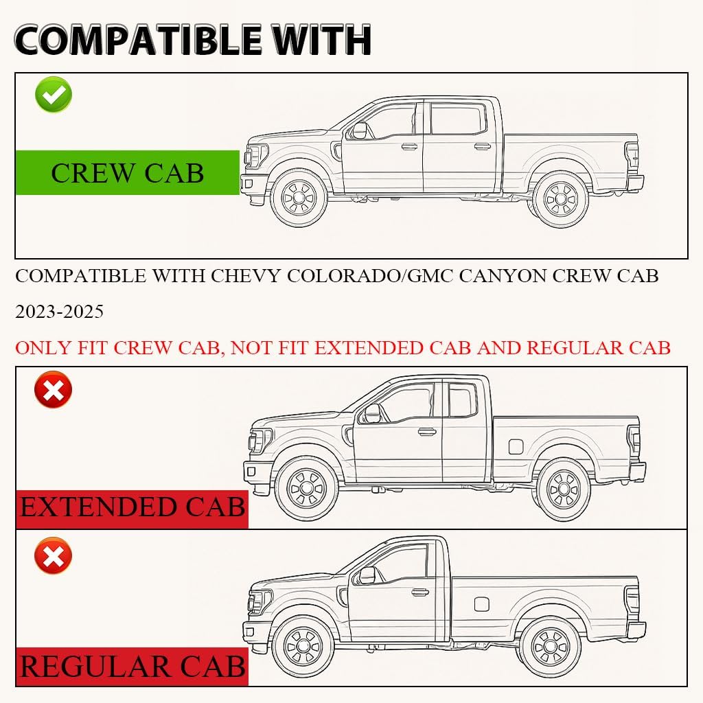 G-PLUS Floor Mats Fit for Chevy Colorado/GMC Canyon Crew Cab 2023 2024 2025,TPE All Weather Custom Fit Anti-Slip Floor Liners,1st & 2nd Row Car mats Accessories