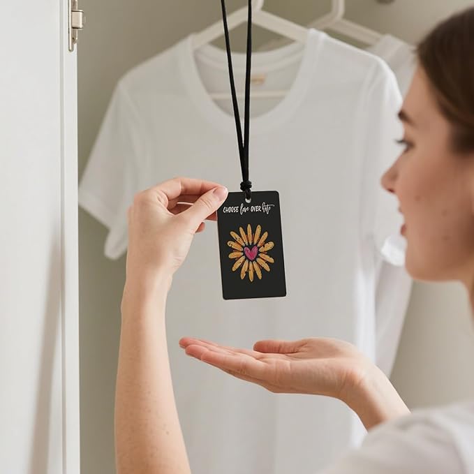 'Choose Love Over Hate' Floral Car Air Fresheners - Inspirational Quotes & Colorful Flower Designs, 4 - Pack Ideal Decor & Gift for Positivity Seekers, for Car, Closet & Home