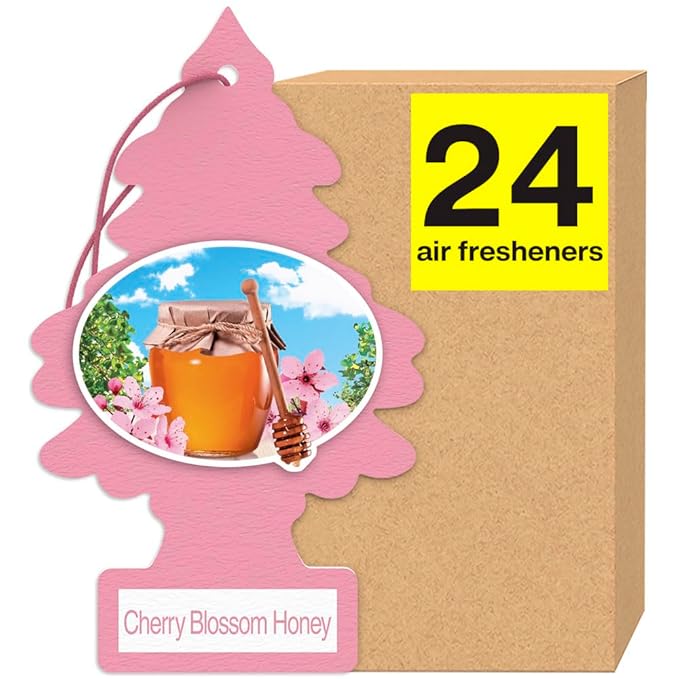 LITTLE TREES Car Air Freshener | Hanging Tree Provides Long Lasting Scent for Auto and Home | Cherry Blossom, 24 Air Fresheners