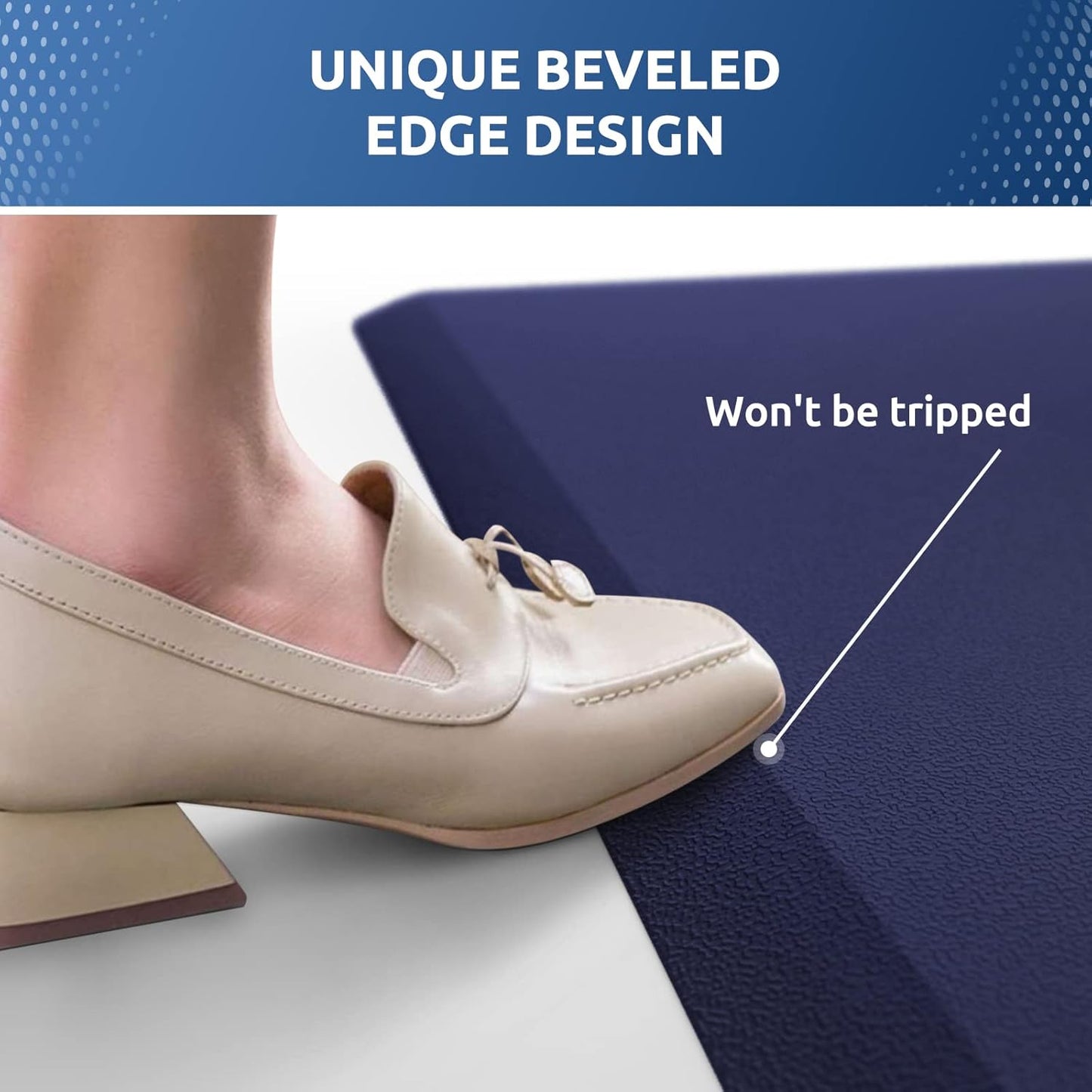 KitchenClouds Kitchen Mat Cushioned Anti Fatigue Kitchen Rug 17.3"x39" Waterproof Non Slip Kitchen Rugs and Mats Standing Desk Mat Comfort Floor Mats for Kitchen House Sink Office (Blue)