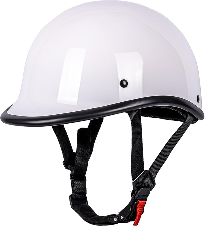 Half Helmet Polo Cap Half Shell Open Face Motorcycle Helmet - DOT Approved(White,Small)