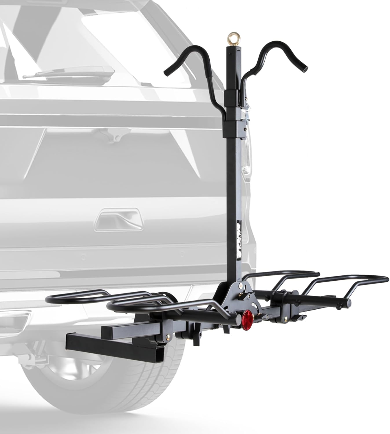 Young 200 lbs. Capacity Hitch Mounted 2-Bike Rack with Lock for Standard, Mountain, Fat Tire Bikes, fit Car, SUV, Van, RV, Trailer, Truck，Fits up to 5" Fat Tire Width and 50" Wheelbase，for 2" Receiver