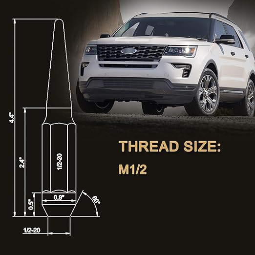 1/2 Wheel Locks Set, Fit for Cherokee, Grand Cherokee, Liberty, Wrangler, Nitro, Explorer?Wheel Locks, 4 Locking Lug Nuts 2 Pcs Key with 20Pcs Spike Lug Nuts+1 Key, Chrome