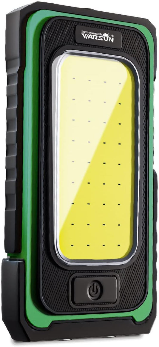 WARSUN Led Rechargeable Portable Magnetic Waterproof Solar Flood Light for Outdoor Camping Hiking Emergency Car Repairing (USB Charging, Green)