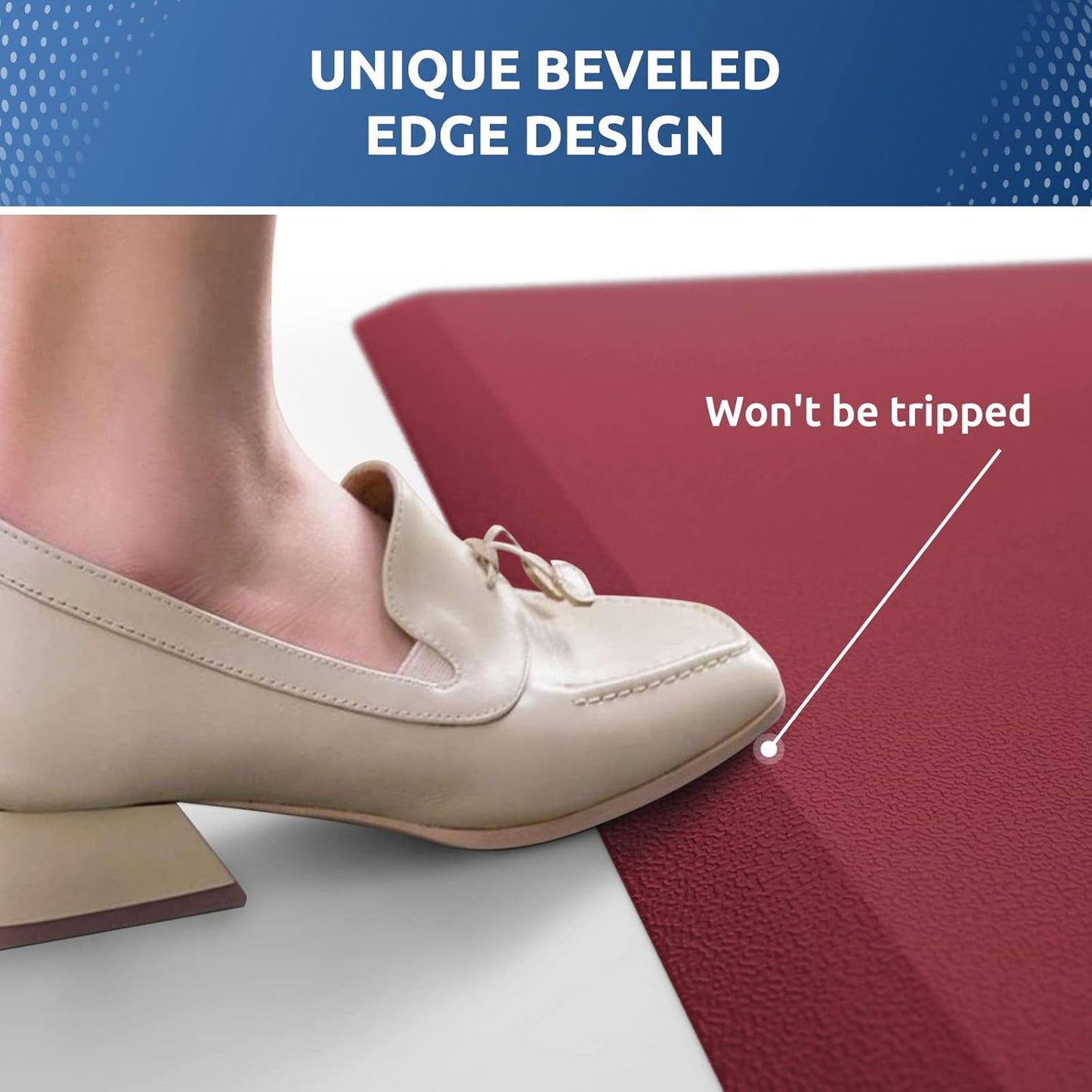 KitchenClouds Kitchen Mat Cushioned Anti Fatigue Kitchen Rug 17.3"x39" Waterproof Non Slip Kitchen Rugs and Mats Standing Desk Mat Comfort Floor Mats for Kitchen House Sink Office (Red)