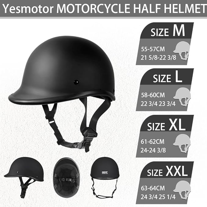 Motorcycle Helmet Half Shell Hawk Style Helmets Compact Lightweight Open Face for Motorcycle Street Bike Cruiser Moped- DOT Approved (Carbon Fiber, XX-Large)