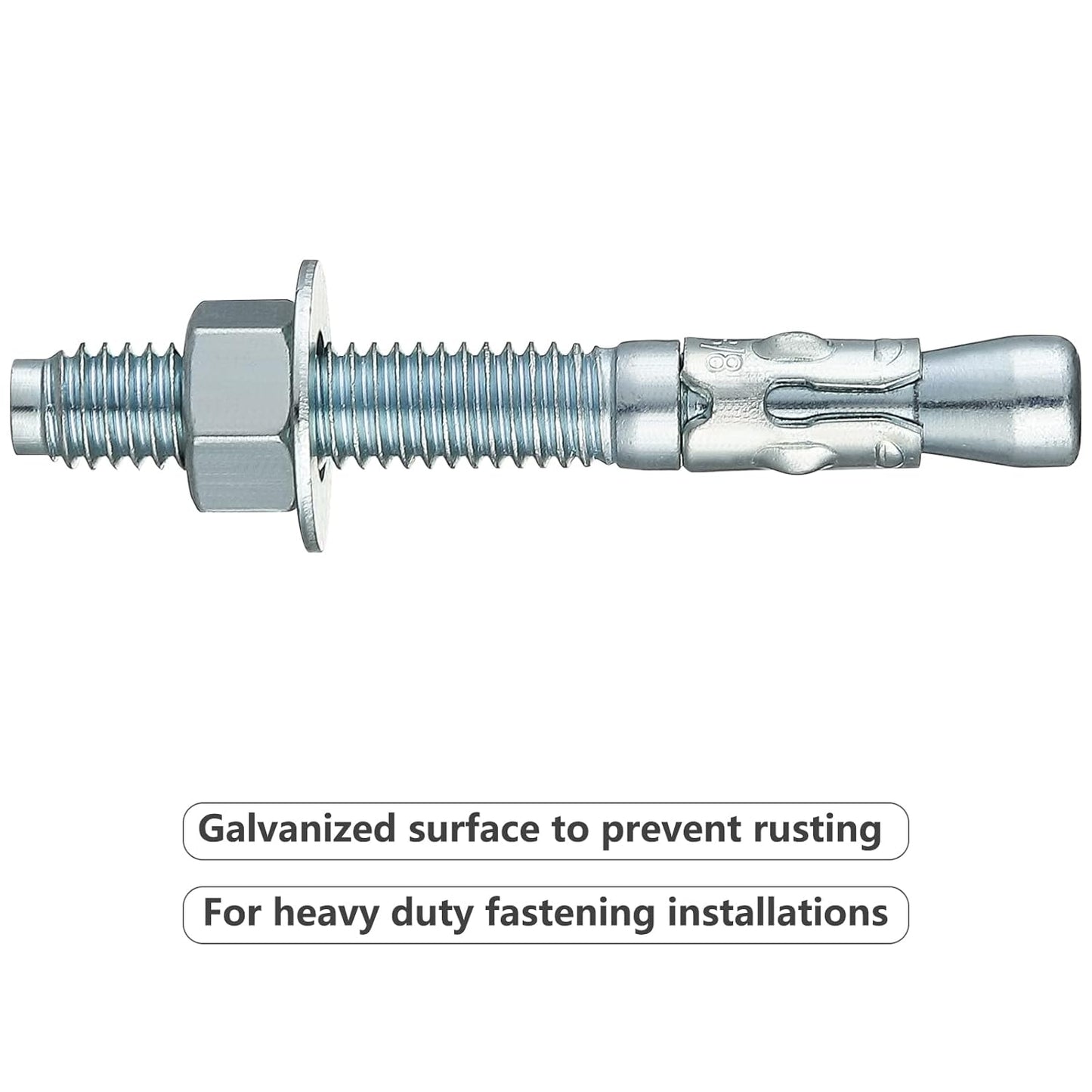 3/4x5-1/2 10Pcs Inch Standard Fasteners for Heavy-Duty Zinc Wedge Anchors for Cement and Concrete