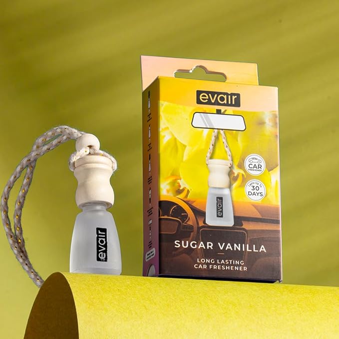Evair Scent For Car Air Freshener Hanging 2 Pack Air Fresheners Diffuser -Vanilla Fragrance Oil Air Diffuser for Car, 60 days Long Lasting Fragrance Essential Oil