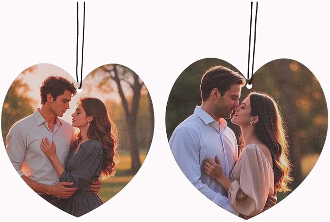 Custom Photo Car Air Fresheners with Picture- Personalized Scented Gifts for Girls Women & Men with New Car etc Various Smell, Mirror Hanging Accessories for Your Cars (Heart)