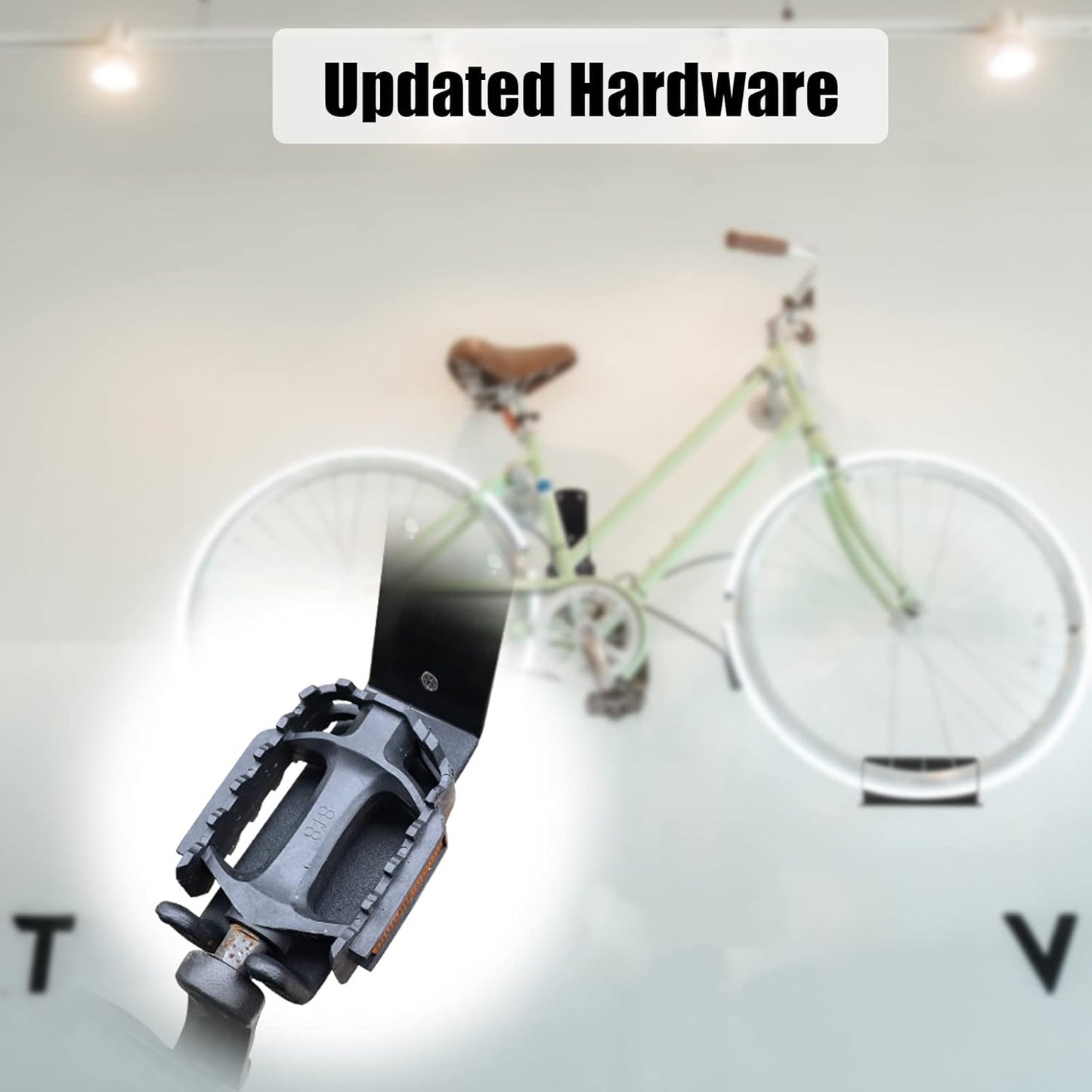 Bike Wall Mount, Pedal Mount Bike Rack for Garage, Bike Storage Hanger Bicycle, Heavy Duty Bike Hooks with Rubber Pad for Wall, Max 50LB, 2 Set