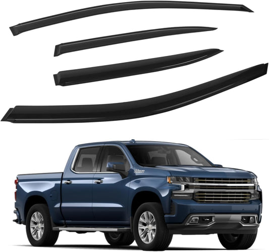 4 PCS Window Visors Deflectors Fit for 2019-2025 Chevrolet Silverado/GMC Sierra 1500 Crew Cab, Rain Guards for 2020-2025 Silverado/Sierra 2500 HD & 3500 HD, 2022 Limited Model, Outside Mount