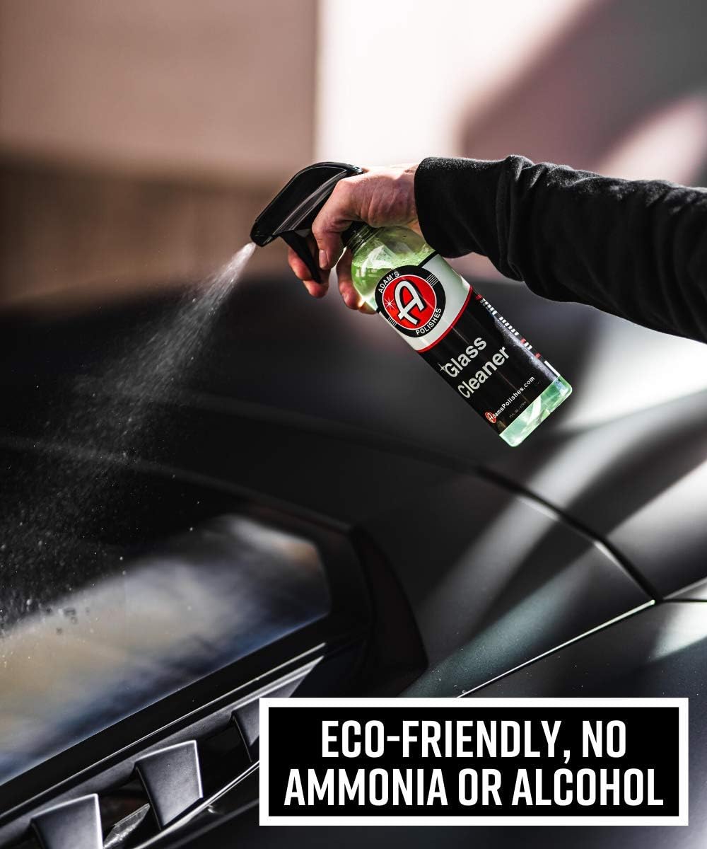 Adam's Polishes Glass Cleaner - Car Window Cleaner | Car Wash All-Natural Streak Free Formula for Car Cleaning | Safe On Tinted & Non-Tinted Glass | Won’t Strip Car Wax or Paint Protection