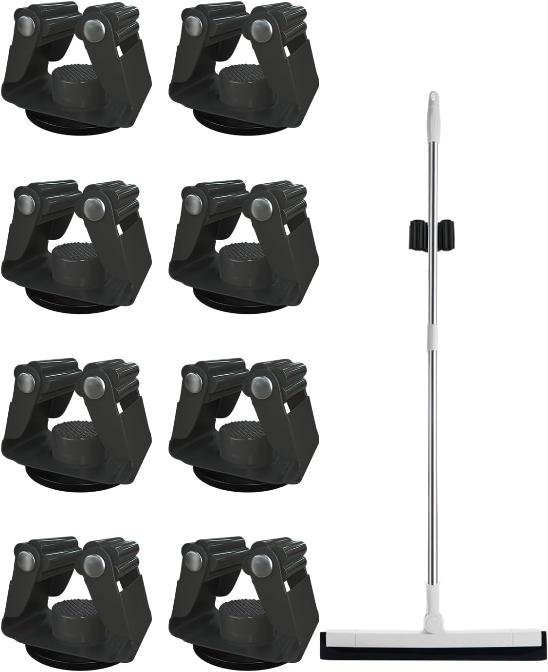 Magnetic Broom Mount, Mop Holder Magnetic No Drilling Magnetic Tool Holder Wall Mount for Garden Tool,Rack Rake,Shovel Handle,Garage,Kitchen,Laundry Tools Organizer-8 PCS/Gray