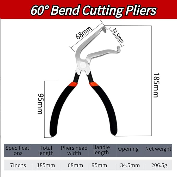 Electrical Disconnect Pliers,Electrical Connector Pliers for Cars,Fuel Line Petrol Clip Pipe, Automotive Hose Disconnect Tools for Push Tab Style Plugs (1*Black60°+1*Black straight)