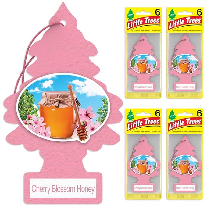LITTLE TREES Car Air Freshener | Hanging Tree Provides Long Lasting Scent for Auto and Home | Cherry Blossom, 24 Air Fresheners