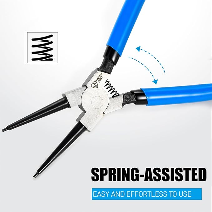 Precision 6PCS 7" Snap Ring Pliers Set - Complete 0°/45°/90° Angled Jaw Options, Professional Grade Internal/External Retaining Ring Tools