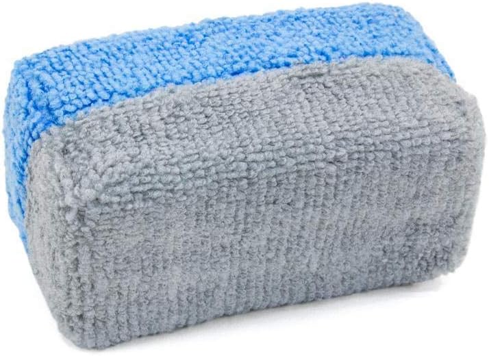 Autofiber [Saver Applicator Terry] Ceramic Coating Applicator Sponge | 12 Pack | with Plastic Barrier to Reduce Product Waste. (Blue/Gray, Mini)