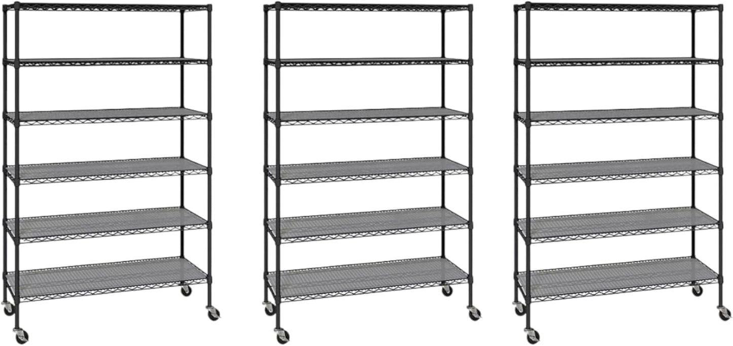 Generic Organize in Style with The Members Mark 6-Tier NSF Heavy Duty Wire Shelving, 47.75"" W x 18"" D x 75.5"" H (Graphite, 3 PACK)