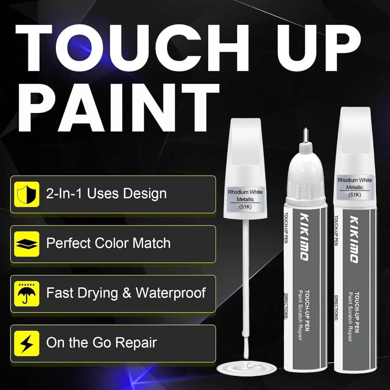 KIKIMO for Mazda Touch Up Paint(Platinum Quartz Metallic(47S)), Car Paint Repair Kit for Mazda, 2 In 1 Scratches Repair with Pen Tip and Brush, Color-Matched for Quick & Easy Fix