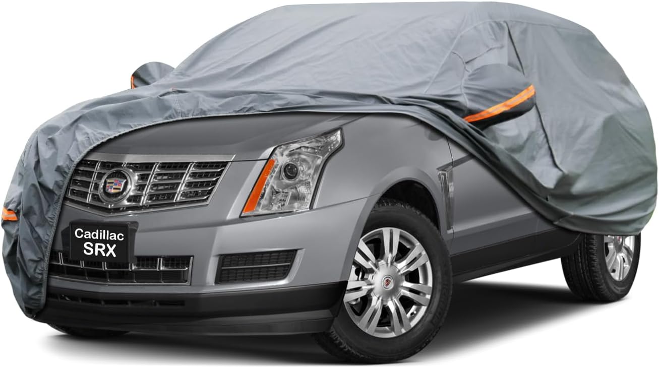 Premium Car Cover Custom Fit Cadillac SRX (2009-2016), 16 Layers Heavy Duty Car Cover Waterproof All Weather with Zipper Door for Sun Rain Snow Dust Uv Protection